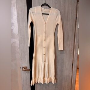 Elegant Cream Button-Down Dress